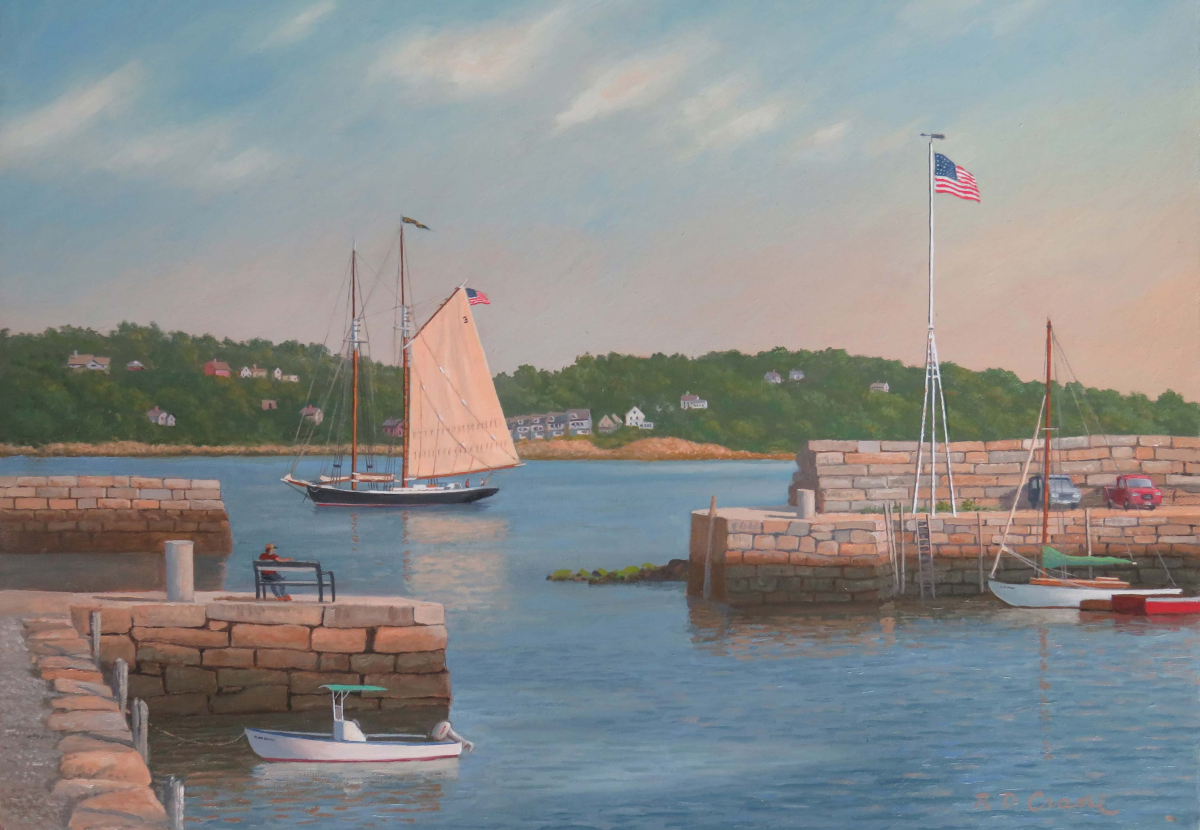 Schooner "Columbia" at Anchor off Old Harbor, Rockport