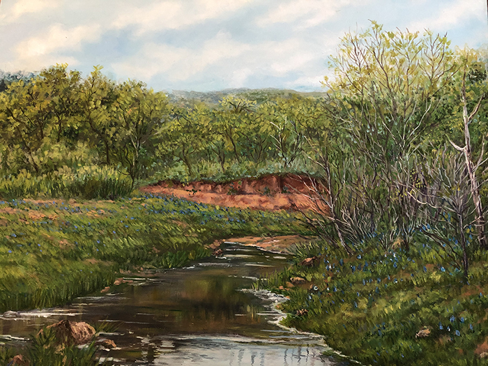 Bluebonnets and Creek